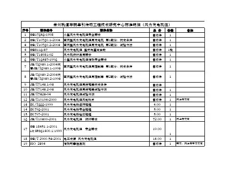 风力发电机组专用标准
