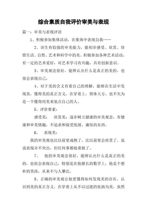 综合素质自我评价审美与表现
