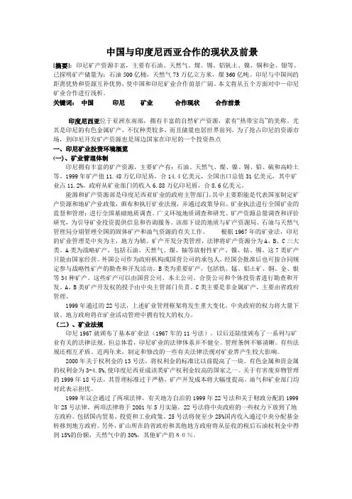 中国与印度尼西亚矿业的现状及前景