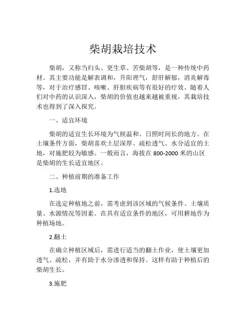 柴胡栽培技术