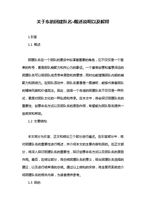 关于东的团建队名-概述说明以及解释