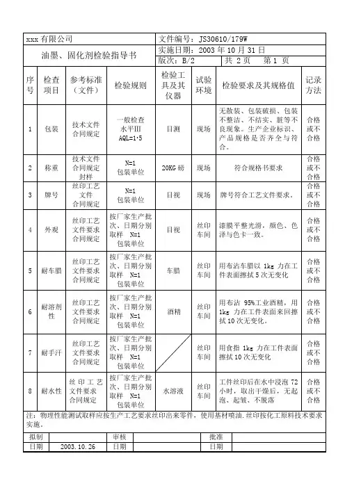 油墨、稀释剂检验指导书