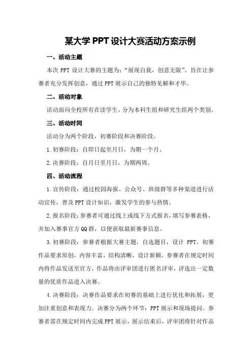 某大学PPT设计大赛活动方案示例