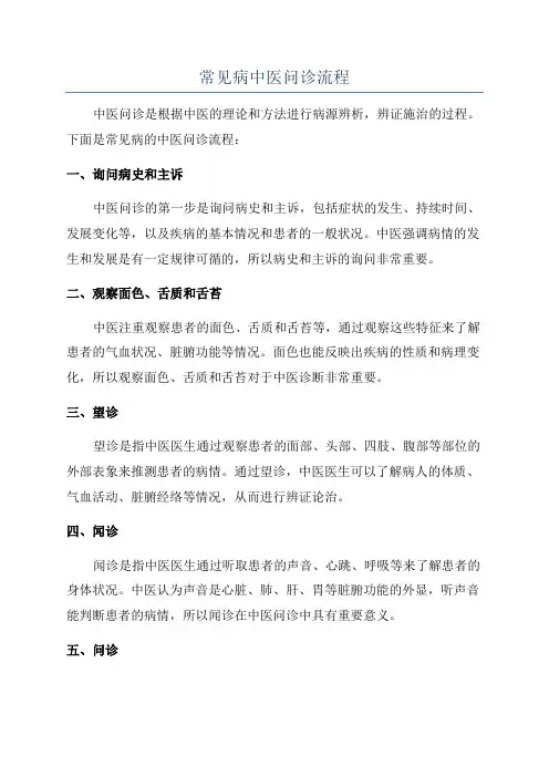 常见病中医问诊流程