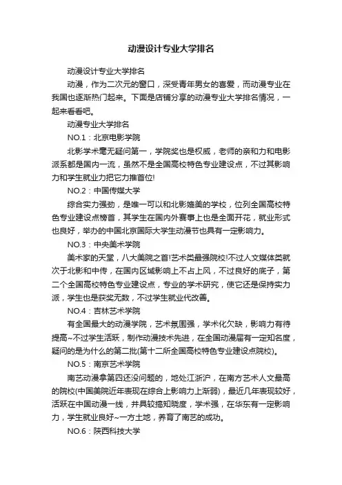 动漫设计专业大学排名