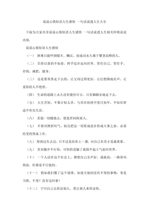 说说心情短语人生感悟 一句话说透人生