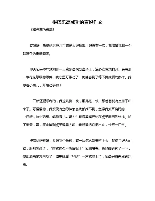 拼搭乐高成功的喜悦作文