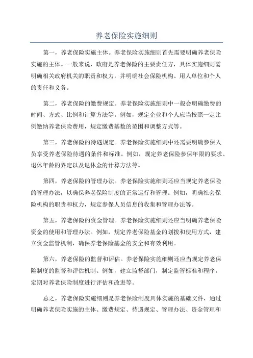 养老保险实施细则