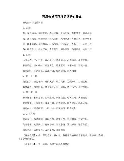 可用来描写环境的词语有什么