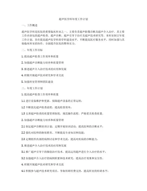 超声医学科年度工作计划