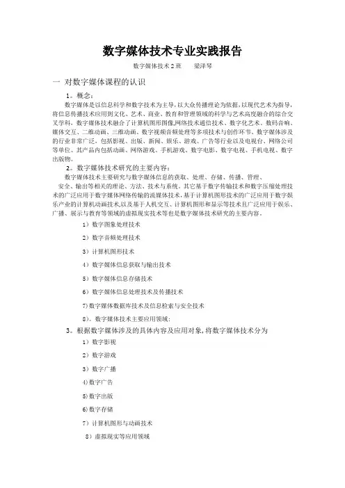 数字媒体技术专业实践报告【范本模板】
