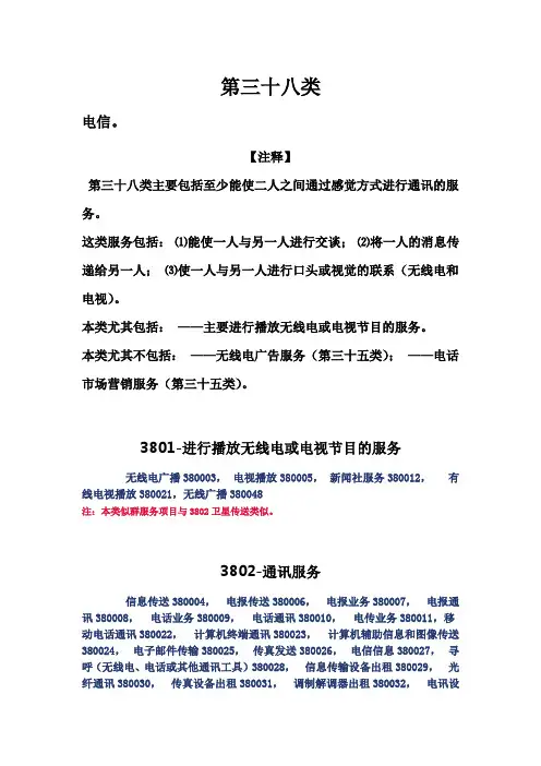 商标分类38类