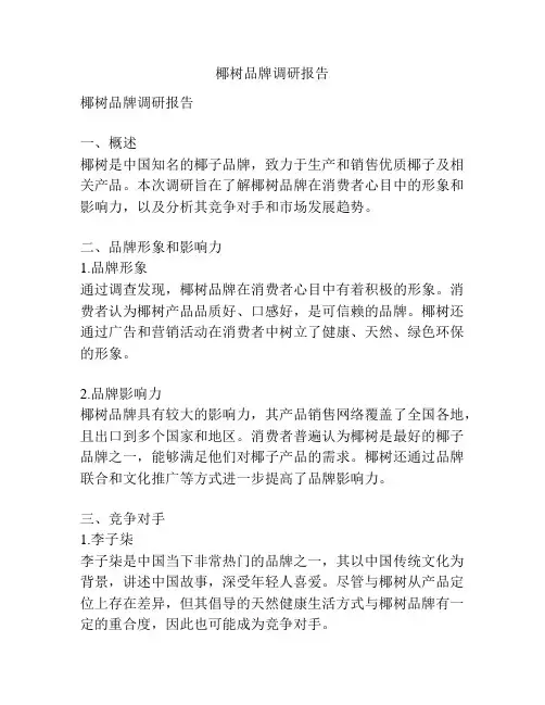 椰树品牌调研报告