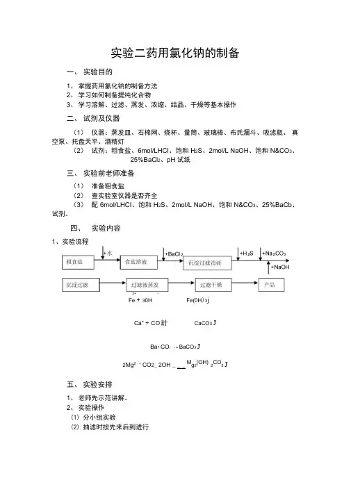 试验二药用氯化钠的制备
