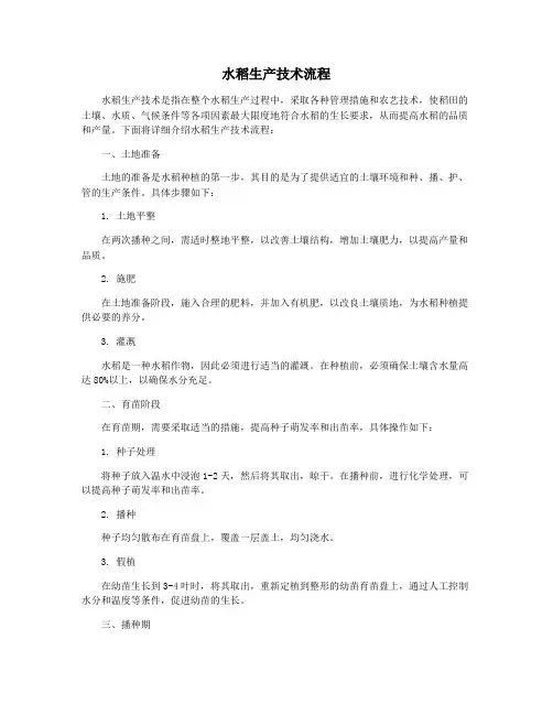 水稻生产技术流程