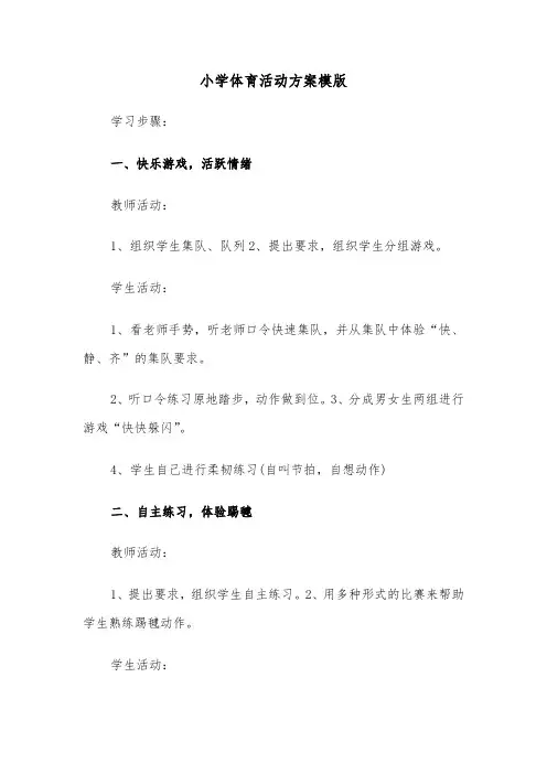 小学体育活动方案模版(3篇)