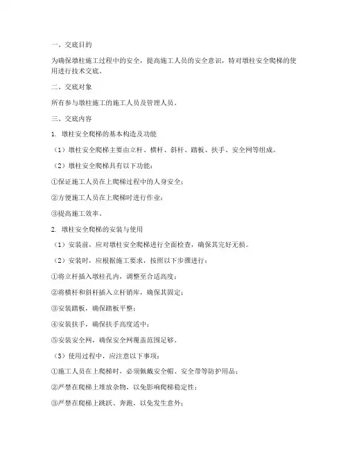 墩柱安全爬梯技术交底模板