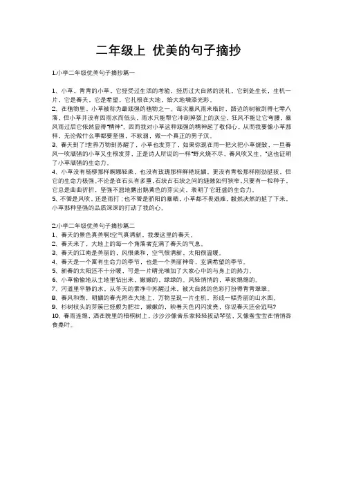 二年级上 优美的句子摘抄