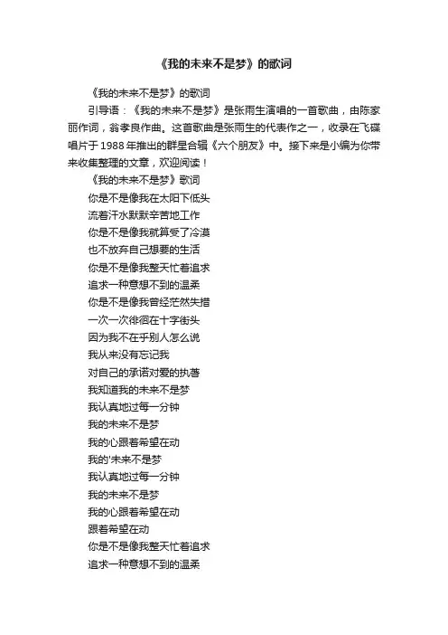 《我的未来不是梦》的歌词