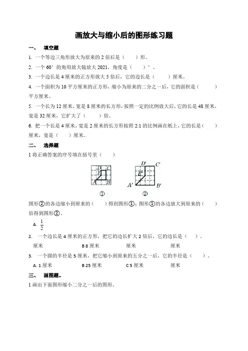 【小学数学】冀教版数学六年级上册 第6单元 2《画放大与缩小后的图形》试卷 