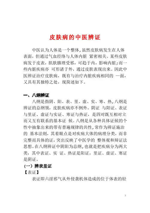 皮肤病的中医辨证