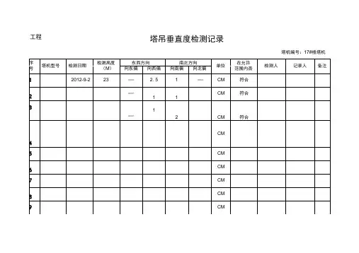 塔吊垂直度检测记录