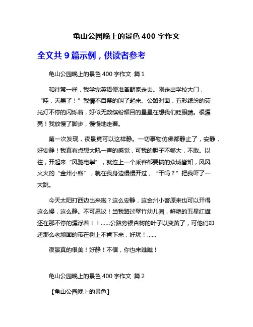 龟山公园晚上的景色400字作文