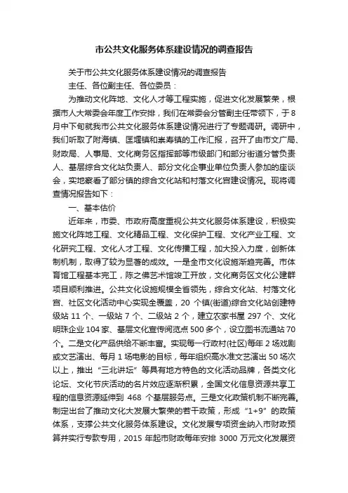 市公共文化服务体系建设情况的调查报告