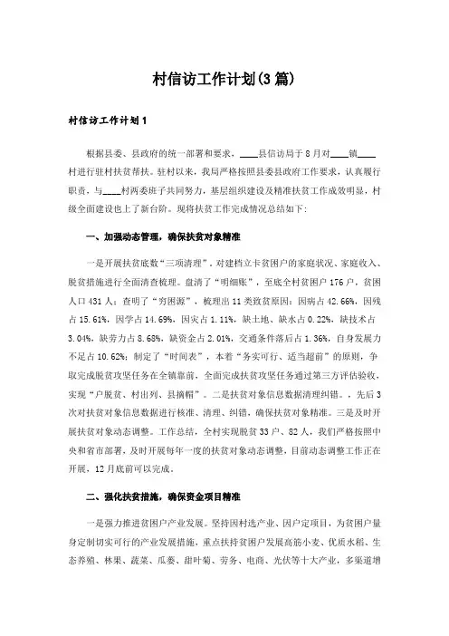 村信访工作计划(3篇)
