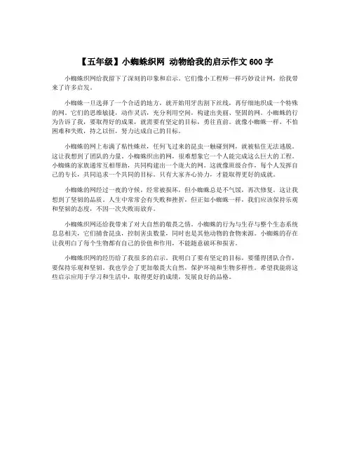 【五年级】小蜘蛛织网 动物给我的启示作文600字