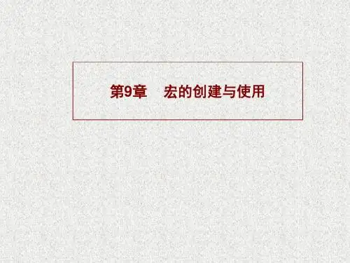 第9章 宏的创建和使用-PPT文档资料