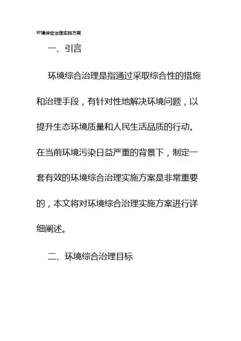 环境综合治理实施方案