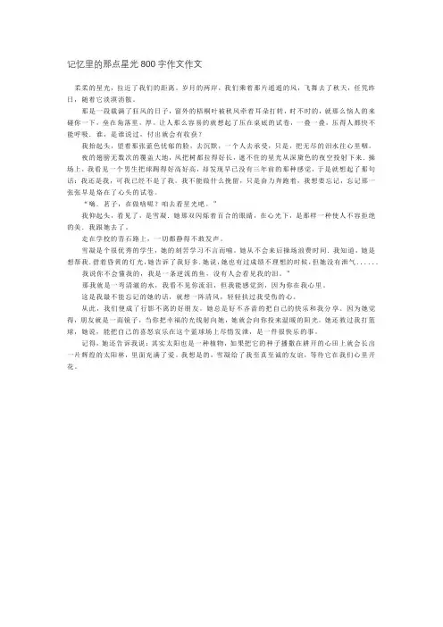 记忆里的那点星光800字作文作文