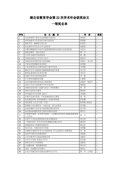 湖北省教育学会第22次学术年会获奖论文