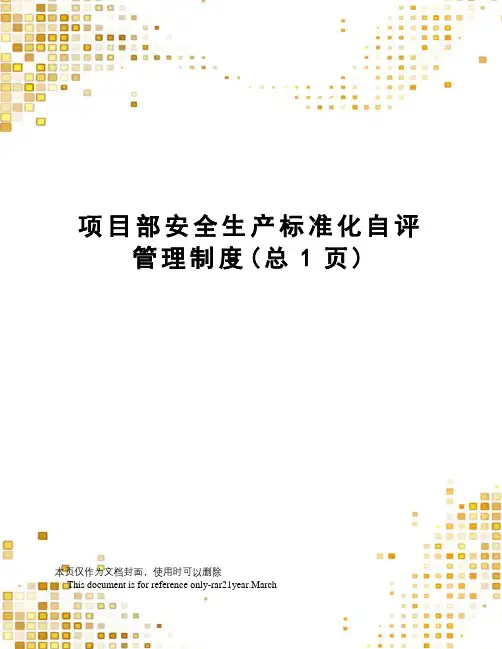 项目部安全生产标准化自评管理制度