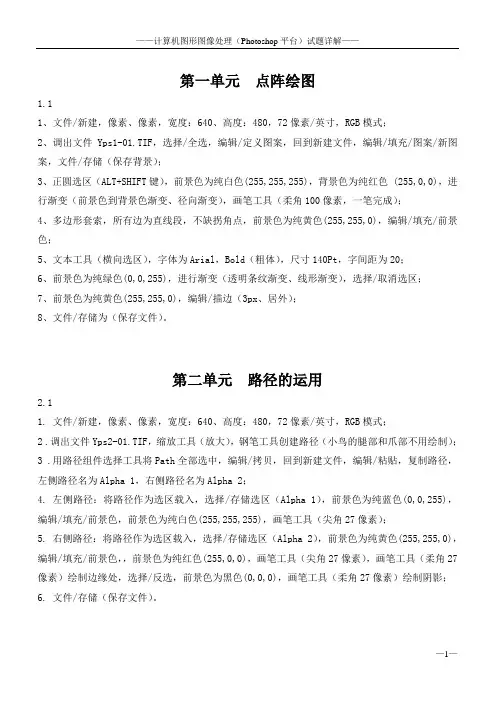 计算机图形图像处理(Photoshop平台)试题详解