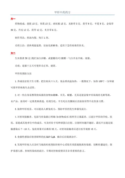 甲肝中药药方