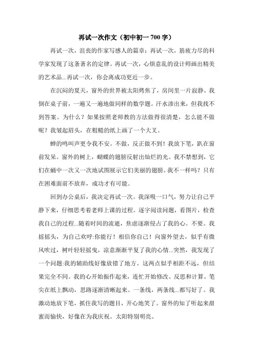 再试一次作文(初中初一700字).doc