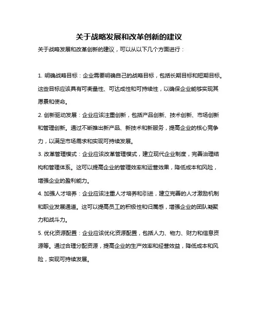 关于战略发展和改革创新的建议