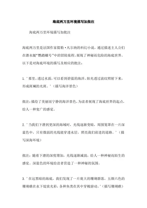 海底两万里环境描写加批注
