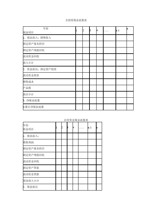 全投资现金流量表