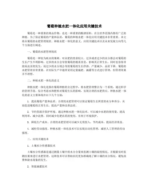 葡萄种植水肥一体化应用关键技术