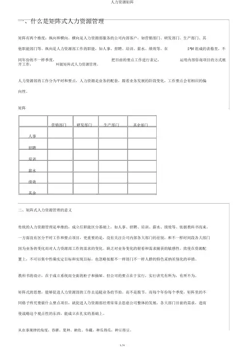人力资源矩阵