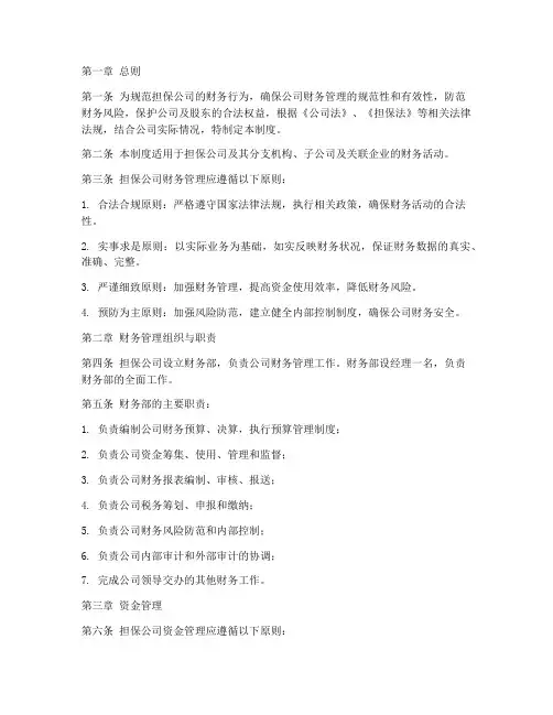 担保公司财务管理制度