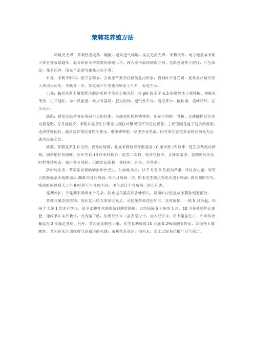 茉莉花养殖方法