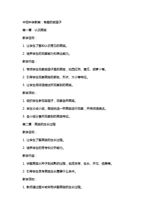 中班科学教案：有趣的菜园子