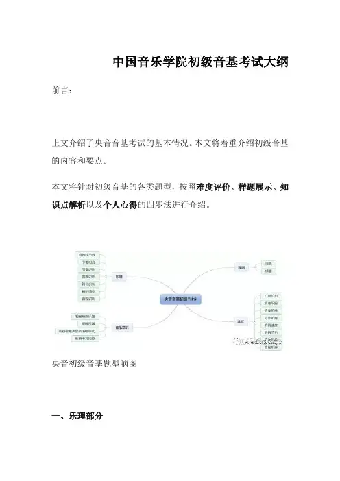中国音乐学院初级音基考试大纲