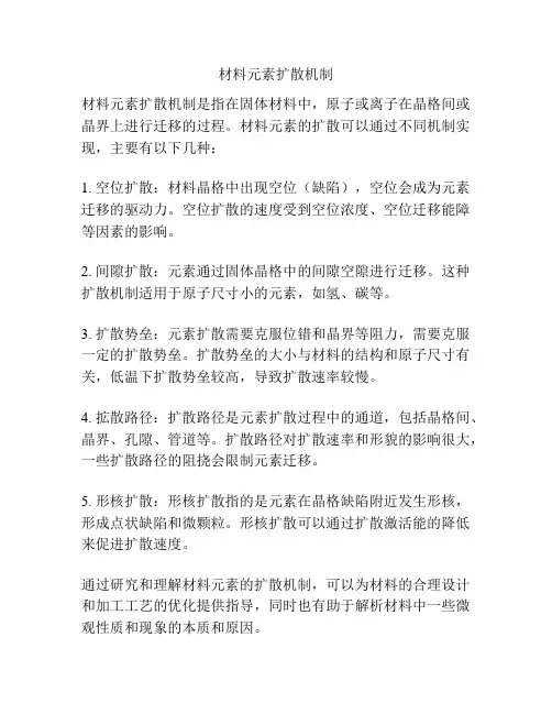 材料元素扩散机制