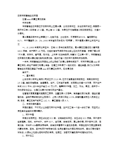 AAA级景区汇报材料