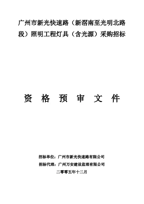 广州市新光快速路(新滘南至光明北路段)照明工程灯具(含
